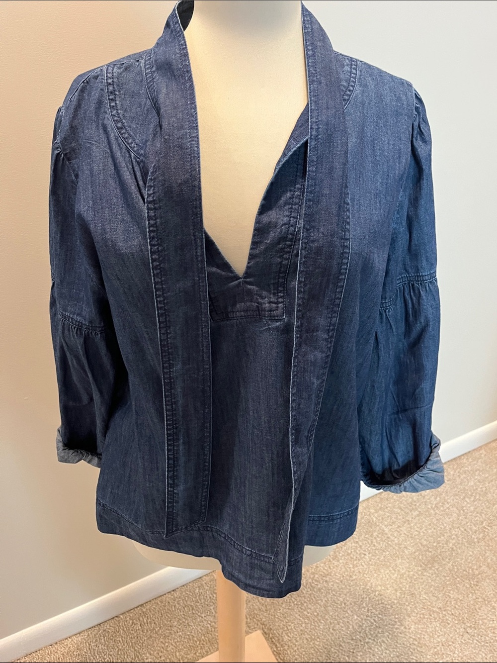 LOFT Dark Blue Chambray V-Neck Tunic